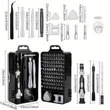 Kit de Reparación de Relojes 115 Piezas, Herramientas con Abridor de Caja y Barras de Resorte para Ajustar Correas y Cambiar Baterías, Regalo para Aficionados de Relojes - Negro - Ver 2