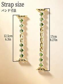Compatible con Apple Watch Series S11/S10/S9/S8/S7/S6/S5/S4/S3/S2/S1/SE Ultra 3, 1 pieza Pulsera de metal plateada delgada para mujer, diseño de flor con circonita de strass, elegante y de moda, compatible con 38/40/41mm/42/44/45/46/49mm, accesorio de verano para mujer, fiesta de playa de verano, fiesta de baile, graduación, regalo de temporada de regreso a la escuela - Dorado - Ver 4