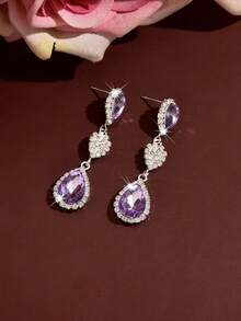 Vintage Luxury High-End Draped Earrings, Suitable For Various Occasions Like Parties, Weddings, Banquets, Balls And All-Season Accessories - 1933 Violet Earrings-hB - View 5