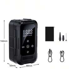Portable Wireless Mini Air Pump 2000mAh 7.4V, With Digital Dual Display, LED Light And Pressure Gauge, Essential For Car, Motorcycle, Bicycle And Ball, Spring Travel Essential Equipment - A - View 10