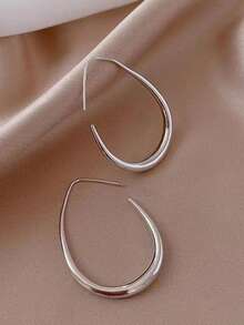 Women's Small Teardrop Stainless Steel Earrings, Hypoallergenic Gold Plated Fade-Resistant Jewelry, Minimalist Elegant Hoop Earrings Suitable For Daily And Party Wear - Water Droplets - View 2