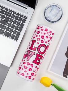 1 pièce Gobelet isotherme en acier inoxydable avec imprimé léopard et lettre LOVE, grande capacité, portable et facile à nettoyer, tasse pour boissons chaudes et froides, cadeau de vacances, cadeau d'anniversaire, convient pour les voyages en plein air, la maison, le bureau et la rentrée scolaire - Multicolore - Voir 7