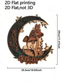 1pc 2D Flat Crescent Moon Wall Decor Plaque, Dark Pastoral Mushroom Butterfly Floral Wall Hanging, Mysterious Bohemian Plant Crystal Vine Wall Ornament, Gothic Crescent Moon Mushroom Wall Plaque, Magic Forest Butterfly Floral Crescent Moon Wall Hanging, Vintage Pastoral Floral Mushroom Crescent Moon Wall Decor, Occult Witchcraft Crystal Mushroom Wall Ornament, Goblin Natural Greenery Crescent Moon Decor Plaque - Multicolor - View 13