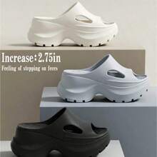 1 Pair Women's Height-Increasing Slippers, Thick Sole 2.75in Height Boost, Summer Outdoor Wear, Arch Support, Stand For A Long Time Without Tired Feet, Casual Fashion Versatile Sandals, Soft Sole Non-Slip Slippers - Multicolor - View 1