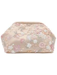 Tidet Ever Champagne Floral Sequin Mesh Clutch Bag, Luxury Evening Bag For Women, Suitable For Prom, Bridesmaid And Wedding Guest Formal Occasions - Champagne - View 11