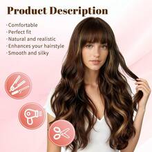 SHESHAIR Long Brown Mixed Blonde Wavy Wigs For White Women Kinky 26 Inch Glueless Wig 180% Density Wear Curly Wigs With Bangs Versatile Daily And - White - View 2