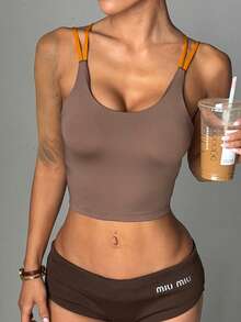 Women's Solid Color Removable Padded Criss-Cross Sports Bra - Multicolor - View 4