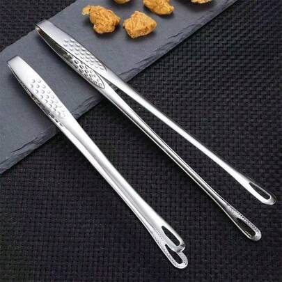 2 piezas de pinzas de acero inoxidable para cocina, pinzas para parrilla BBQ, pinzas antideslizantes para carne, herramienta de cocina y servicio para hogar, camping y parrilla al aire libre – 9.45/11.02 pulgadas