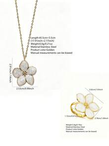 VceTd 1 Set Cute Plumeria Design Stainless Steel Women's Jewelry Set Suitable For Women's Daily Wear Or Vacation Wear Or Holiday Gift - Yellow Gold - View 14