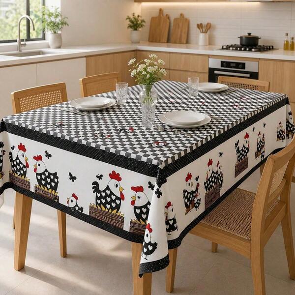 Toalha de Mesa Oxford 100% Poliéster Estampada 4, 6 e 8 Cadeiras Caminho de Mesa e Toalha de Chá