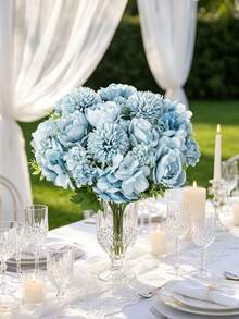 1/4PCS Artificial Peony Hydrangea Bouquet - Perfect For Wedding Decoration DIY Wreath Material, Bridal Bouquet, Wrist Flower, Boutonniere, Headdress, Wedding Car Decoration, Door Arch Decoration, Home, Restaurant, Bedroom, Vase Decoration, Birthday - Blue - View 6