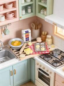 1 Set 19.5cm 1:12 Dollhouse Miniature Luxury Mini Fun Dollhouse Furniture Decor, Full Set Kitchen Scene Miniature Items, Suitable For Soft Decor Scene Matching; Adult Women Collection Atmospheric Item, Desktop Micro Landscape, Four Seasons Kitchen Scene Decoration - Multicolor - View 9