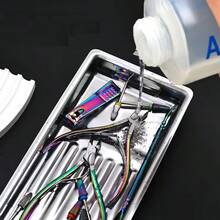 1pc Stainless Steel Nail Art Tool Tray, Non-Slip Slot Nail Art Tool Storage Box Organizer, Soaking Tray, Suitable For Home Nail Salon - A - View 2