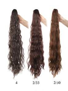 26 Inch Deep Brown Water Wave Curly Ponytail Hair Bundle, Soft And Natural, Suitable For Women - Multicolor - View 4