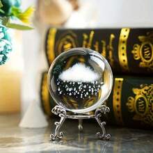 2pcs 60mm (2.3 Inch) 3D Laser Engraved Lightning Cloud Crystal Ball With Base, Engraved Glass Paperweight, Home And Party Desktop Decor Feng Shui Ornament - Multiple Styles - View 2
