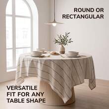 黑色条纹简约装饰桌布、长方形厨房装饰餐桌布、咖啡桌/电视柜装饰布、家用派对餐桌装饰布、户外野餐垫 - 彩色 - 查看 3