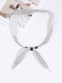 1 pezzo Sciarpa lunga in seta con perline alla moda da donna, nastro per legare borse, fascia per capelli, accessorio regalo, sciarpa di qualità premium, accessorio per capelli, adatto per uscite casual quotidiane - Multicolore - Visualizzare 14