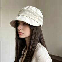 New Hot-Selling Fashion Personalized Elegant Versatile Relaxed Old Money Style Linen Crinkled Equestrian Cap Large Head Circumference Summer Thin Wide Brim Duck Bill Hat Sun Protection Sunshade Plus Size - Old Money Style Linen Cap - View 9