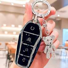 Bling Rhinestone Key Lanyard Buckle, Protective Key Fob Shell Compatible With BYD ATTO3 Song Plus Dolphin Tang DM Qin Yuan Pro E9, Stylish Keyless Car Remote Accessories - Multicolor - View 1