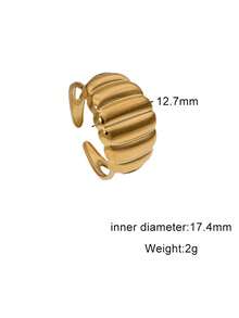 1PC Women's Fashion Stainless Steel Minimalist Geometric Ring 18K Gold Plated Open Adjustable For Daily Wear - JR1046 - View 7