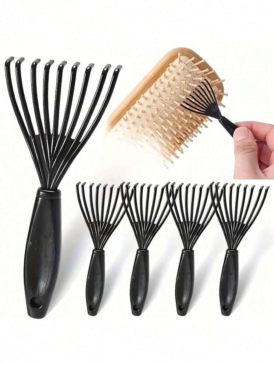 4pcs Mini Hair Comb Cleaner Set - Portable Comb Cleaning Tool, Easily Remove Hair And Dust, Professional Hair Care Accessory, Suitable For Home And Salon - Black - View 1