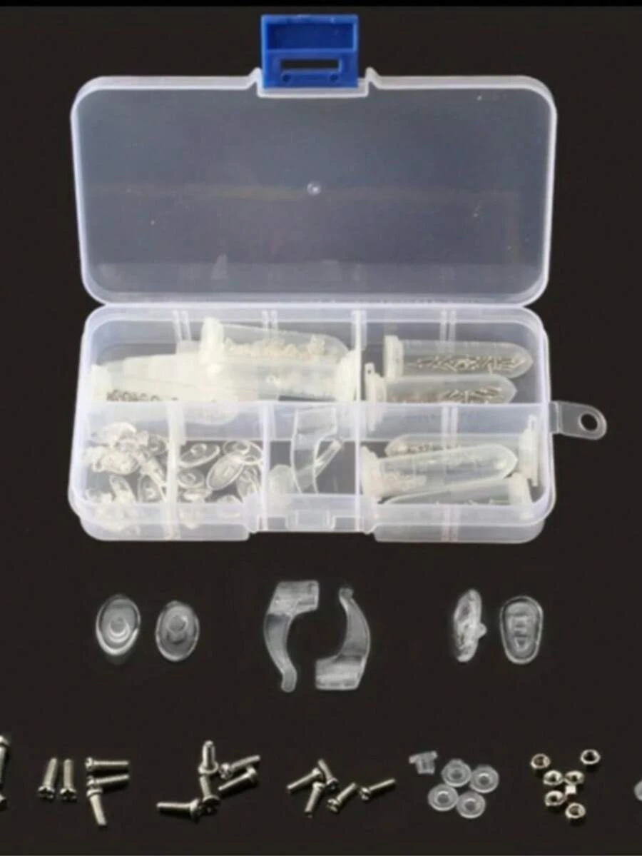 Eyeglasses Repair Kit, Glasses Nose Pads Screws Nuts Screwdriver Tools Set, Portable Household Eyewear Maintenance Accessory Box