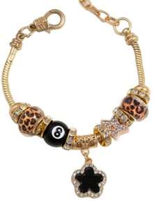 1pc Fashion Rhinestone Beaded Pendant Bracelet, Bowknot Five-Petal Flower Star Multi-Element Cross Pendant Girls Bracelet - A - View 4