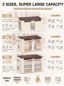 2pcs Set Formaldehyde-Removing Fabric Storage Boxes + Beige Storage Box Set, Foldable Clothing Storage Bin With Transparent Window, Dual-Opening Closet Organizer, Large Capacity Blanket Quilt Sweater Storage Container, Dust-Proof Wardrobe Storage Box, Suitable For Bedroom Home - Multicolor - View 9