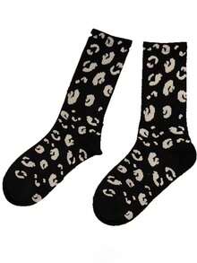 1/5/8 Pairs Women's Leopard Print Fashion Casual Mid-Calf Socks, Breathable And Comfortable, Suitable For Daily Wear And Outings, All-Season Vintage Leopard Print Mid-Calf Socks For Women, Versatile Slouch Socks For Autumn/Winter - Multicolor - View 7