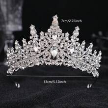 1 Stück Stück silberne Braut-Tiara mit komplettem Strassbesatz, Vintage-Kristall-Hochzeitskrone, elegantes Haaraccessoire für Schönheitswettbewerbe, Abschlussball und Partys - Verschiedenfarbig - Übersicht 7