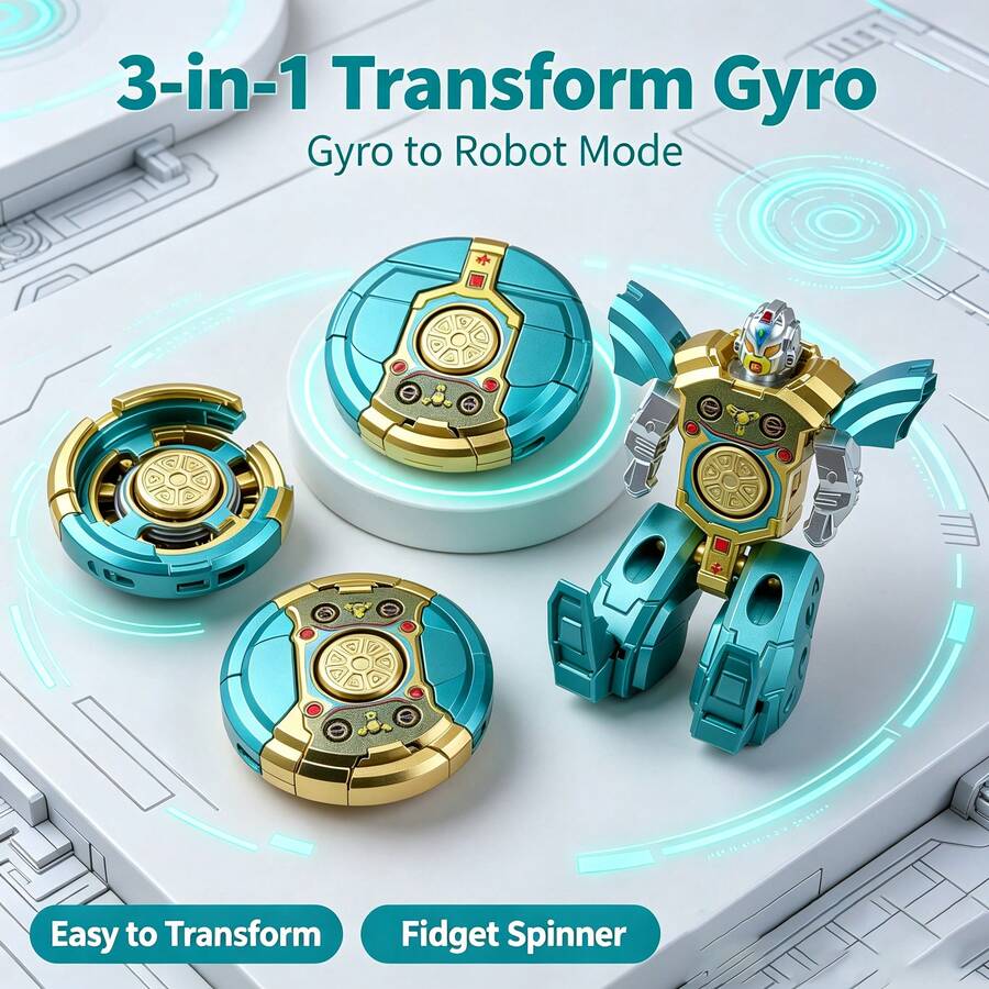 1pc New Hot-Selling Mecha 2-In-1 Transforming Robot Finger Spinner DIY Transformable Stress Relief Rotating Spinner Toy For Boys And Girls - Interactive - Must-Have For Making Friends - Home - Hot-Selling - Popular - Gift For Boyfriend/Girlfriend - Birthday Gift - Party - Boys And Girls - Perfect Gift - Gift