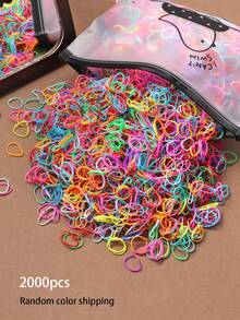 1000/2000pcs/Pack Disposable Multi-Color Mixed Rubber Bands, Women's Simple Daily Non-Damaging Hair Ties, High Elasticity Small Hair Bands, Random Color Shipment - Multicolor - View 6