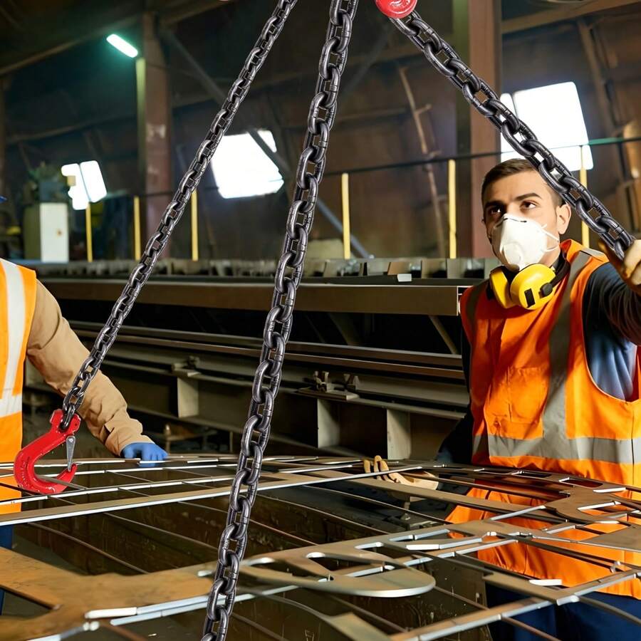 Chain Sling, 5/16 Inch X 5 Ft Lifting Chains With Hooks, G80 Engine Chain Hoist Lifts, 6600 Lbs/3 Ton Capacity Lifting Sling Chains For Engine Hoist, Engine Lift Chain With 2 Leg Grab Hooks - 5/16 Inch X 5 Ft, 6600 Lbs/3 Ton - View 1