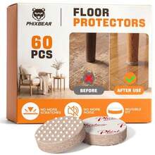 60PCS Upgraded Felt Furniture Pads 1", Thickened Furniture Pads For Chair Legs, Floor Protectors For Hardwood Floors, Protecting From Nicks, Dents And Scratches Round - Beige - View 1