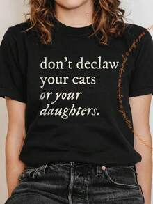 Eu Lager,Y2K Tops, Cat Lady Shirt, Cat Rescue Shirt, Cat Rescue, Animal Rescue, Women's Rights, Reproductive Rights - 黑色 - 查看 1