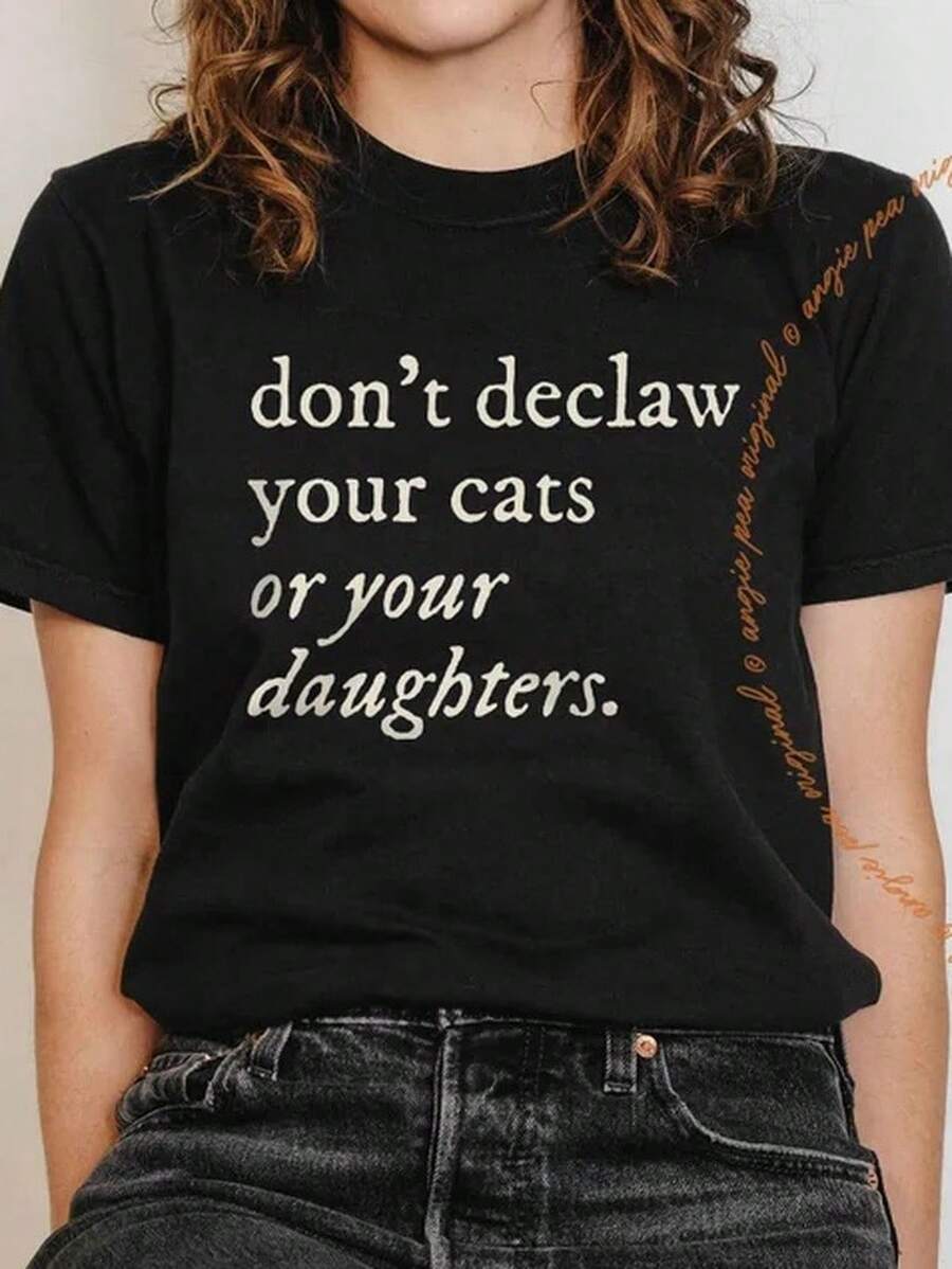Eu Lager,Y2K Tops, Cat Lady Shirt, Cat Rescue Shirt, Cat Rescue, Animal Rescue, Women's Rights, Reproductive Rights - 黑色 - 查看 1