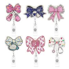 1個「Colorful Bow」壓克力伸縮式名牌捲軸，適合教師、醫生與護理師，辦公室禮物，壓克力名牌套 - 多色 - 查看 1