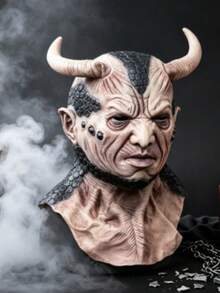 Adult Horror Demon Mask, Realistic Full Head & Neck Latex Monster Mask, Halloween Cosplay Costume Party Haunted House Prop Scary Mask - Multiple Styles - View 10