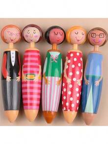 5/3/1/10pcs Random Cartoon Villain Doll Ballpoint Pens, Blue Ink Doll Ballpoint Pens, Doll Ballpoint Pens, Back To School, First Day Of School - Black - View 8