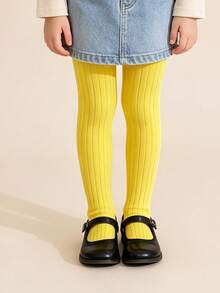 5/1pc Girls Bright Color Snug Fit Tights, Ribbed Solid Color All-Match Versatile Leggings, Classic Style For Spring, Autumn And All Seasons, Suitable For Girls' Daily Wear - Multicolor - View 24
