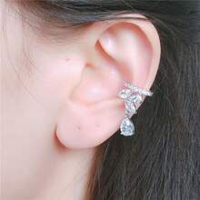 1 Pair Fashionable Elegant Cubic Zirconia Ear Clips Suitable For Women's Daily And Holiday Wear - White Gold - View 4