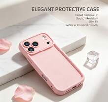NcmRyu Liquid Silicone Phone Case Compatible With Apple 17 Pro/17 Pro Max, Full Coverage Silicone Protective Cover With Lens Protection, Liquid Shockproof - Pink - View 2
