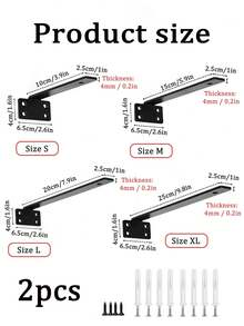 2pcs Heavy Duty Concealed Wall Brackets, Heavy Duty Floating Shelf Brackets, Suitable For DIY Home Decor/Storage - A - View 2