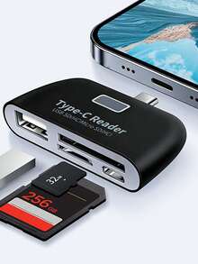 Type-C 4 In 1 Card Reader USB 2.0 OTG Adapter Support SD TF Micro SD Card Data Transfer Phone Laptop Camera Photo File Backup Portable Mini USB C Memory Card Reader - View 2