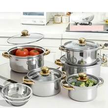 5pcs Stainless Steel Cookware Set (5 Pots + 5 Lids) - Suitable For Dorm/Camping Use | Dishwasher , Compatible With All Stove Types, Essential For Camping | Durable Kitchen Tools, Camping Stove, Camping Cooking Set - View 10