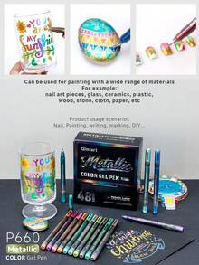 Languo 3D Planner Pen - 216 Colors Acrylic Gel Pen Set & 48 Colors Metallic Finish & 4 Gift Box Packaging (24/36/54/72 Colors) Op, First Day Of School - Multicolor - View 10
