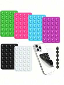 1pc Silicone Suction Cup Phone Case Holder Double-Sided, Silicone Phone Stand, Hands-Free Phone Accessory, Strong Grip Holder, Suitable For Selfie And Video, Can Be Attached To Bathroom Wall, Glass Mirror, Vanity And Other Smooth Surfaces (24grain) - Multicolor - View 2