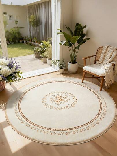 1 pieza Felpudo antideslizante con patrón floral color albaricoque, adecuado para cocina, comedor, dormitorio, decoración de habitación festiva, interior/exterior, oficina, vestíbulo, baño, pasillo, estudio, área de juegos