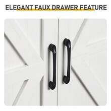 Washed White Particleboard With Melamine Veneer, Barn Double Door With U-Shaped Internal Shelves, Washbasin Cabinet, 61*47*85cm (24 Inches) - White - View 11