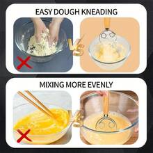 Manual Stainless Steel Batter Whisk, Stainless Steel Danish Dough Mixer, -Handheld Mixer And Batter Blender For Making Bread, Pastry And Pizza Dough-Manual Kitchen Baking Tool With Wooden Handle-Food Contact - View 9